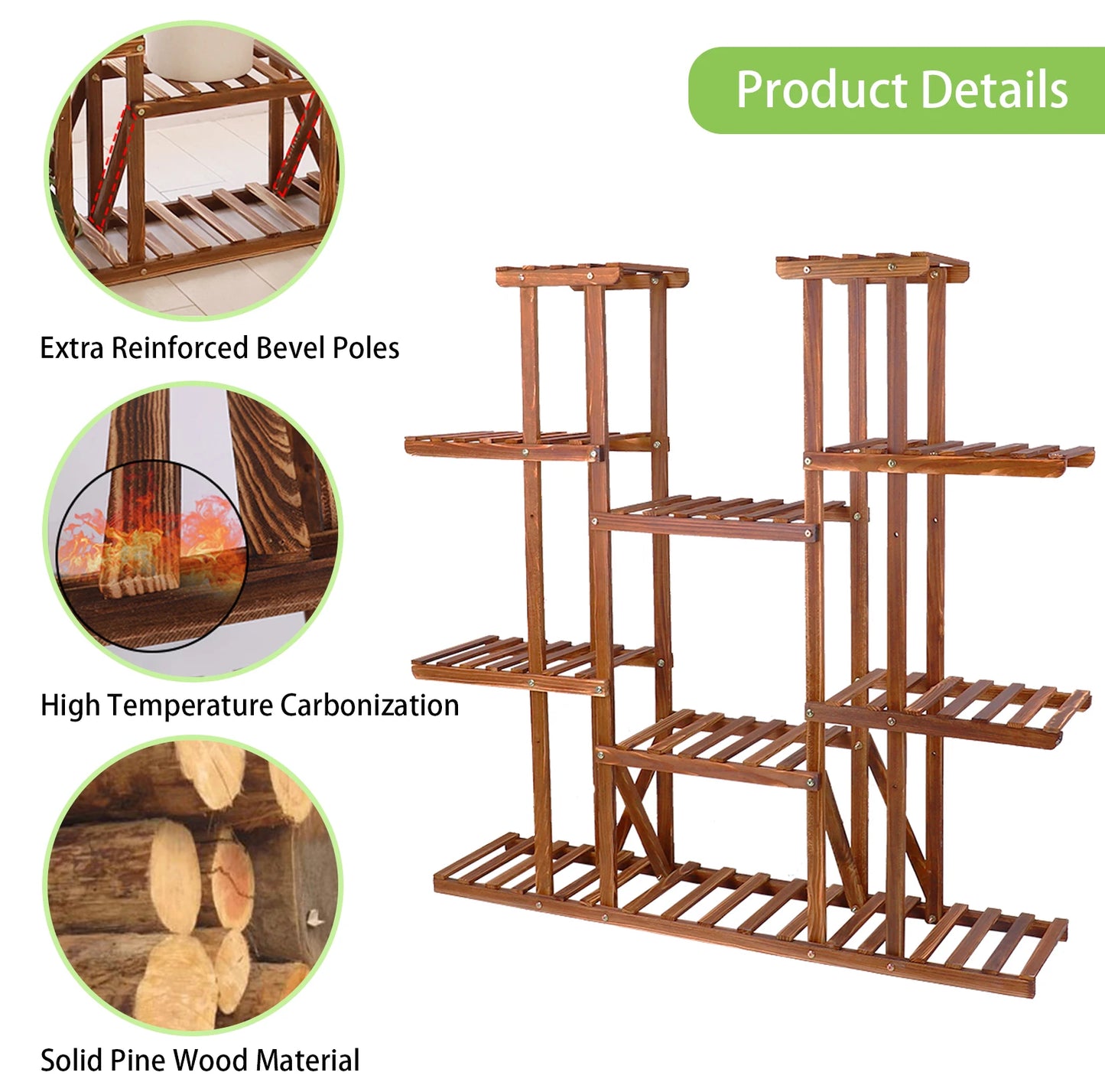 Wisfor Wooden Plant Shelf And Multi Tier Plant Display Stand
