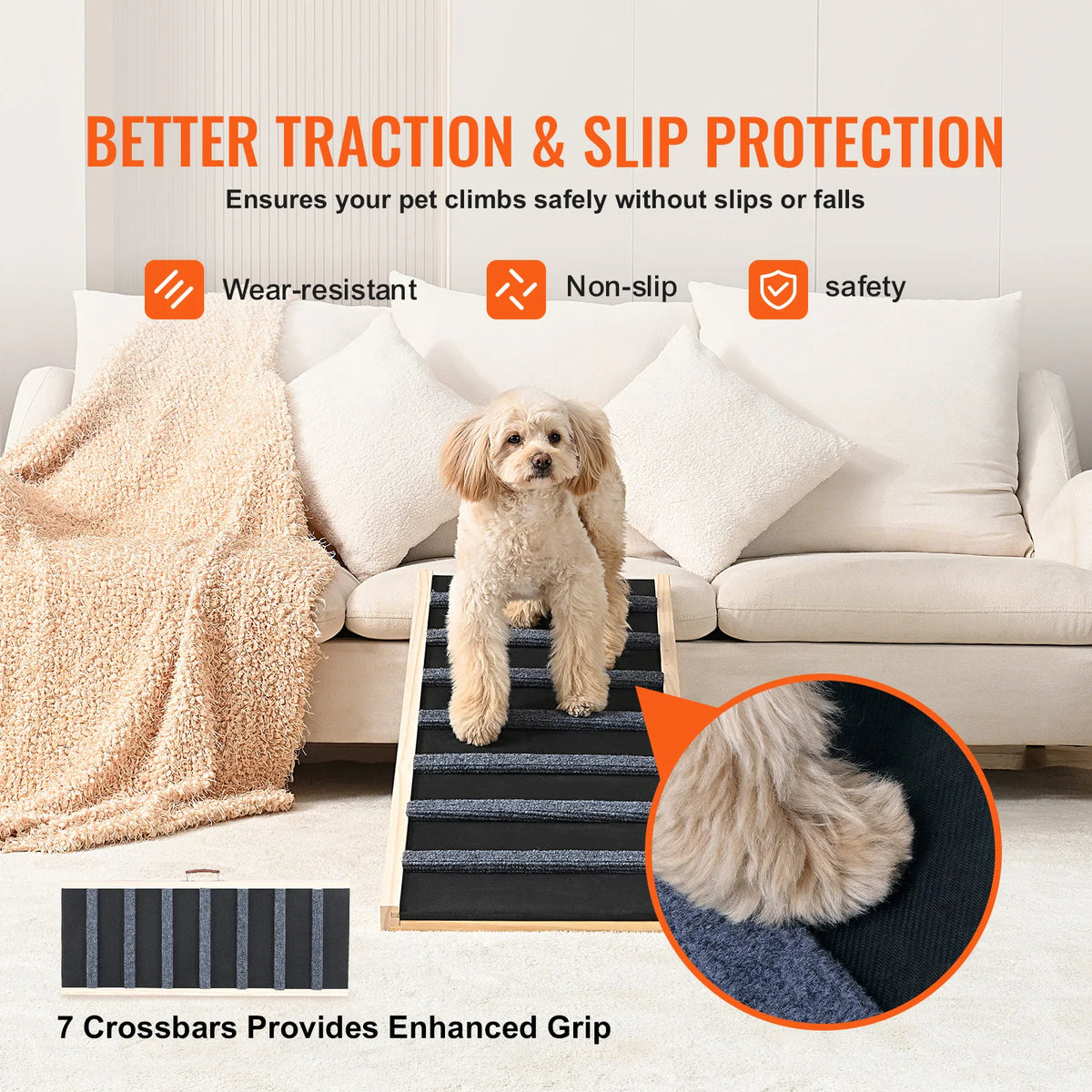 SucceBuy Adjustable Folding Dog Ramp Anti Slip Wooden Pet Ramp