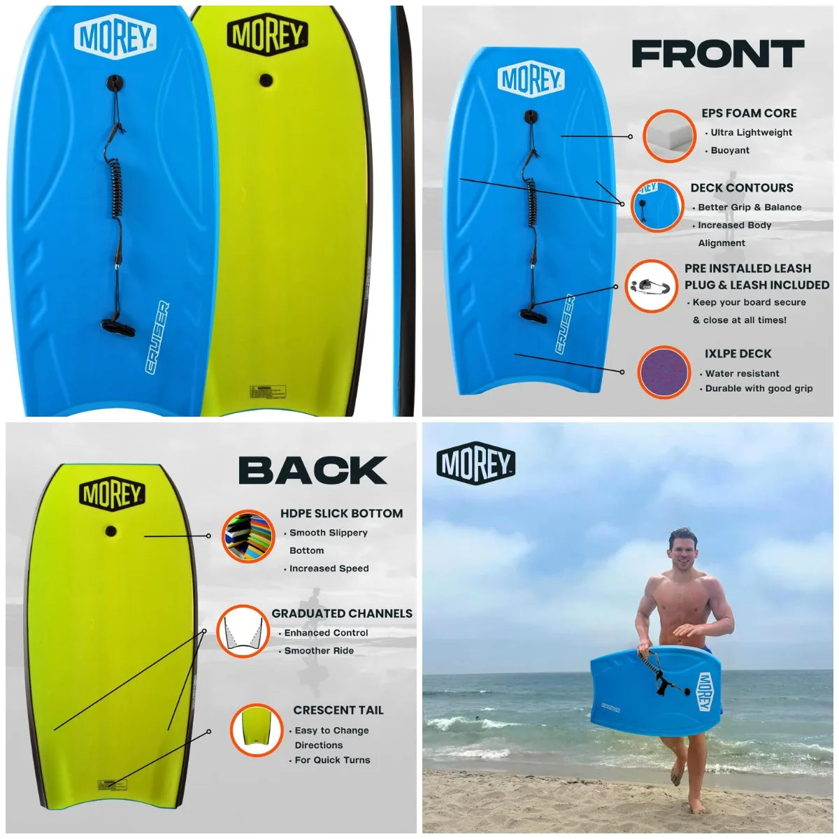 YTYIN Board Cruiser Original Bodyboard For All Skill Levels