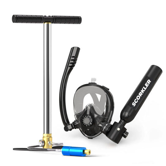 Scorkler 0.5L Mini Diving Tank With Full Face Mask And Pump