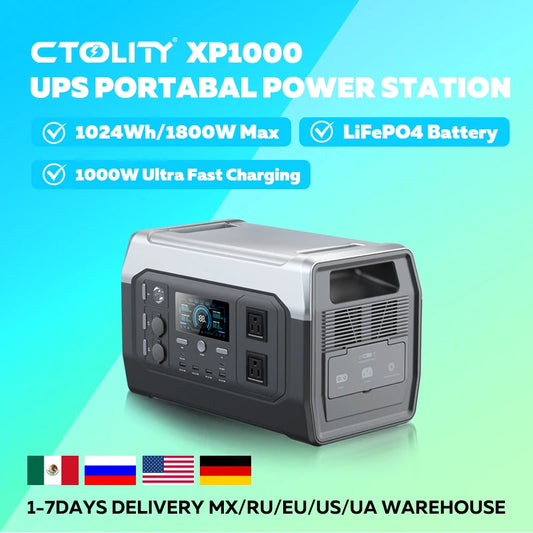 Ctolity 1800W Portable Solar Generator Power Station LiFePO4 Battery