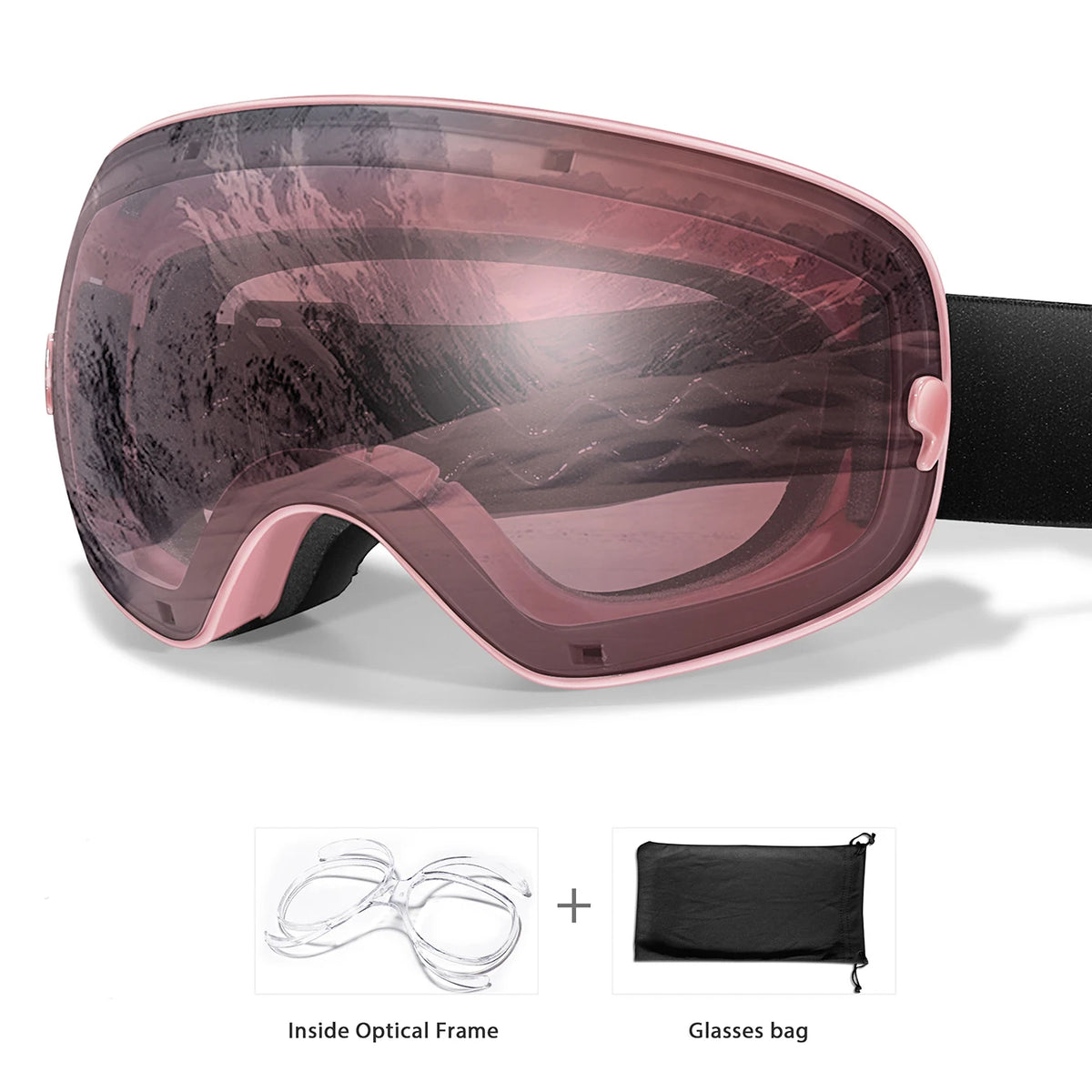 Unisex UV400 Anti Fog Ski Goggles With Polycarbonate Tpu Frame