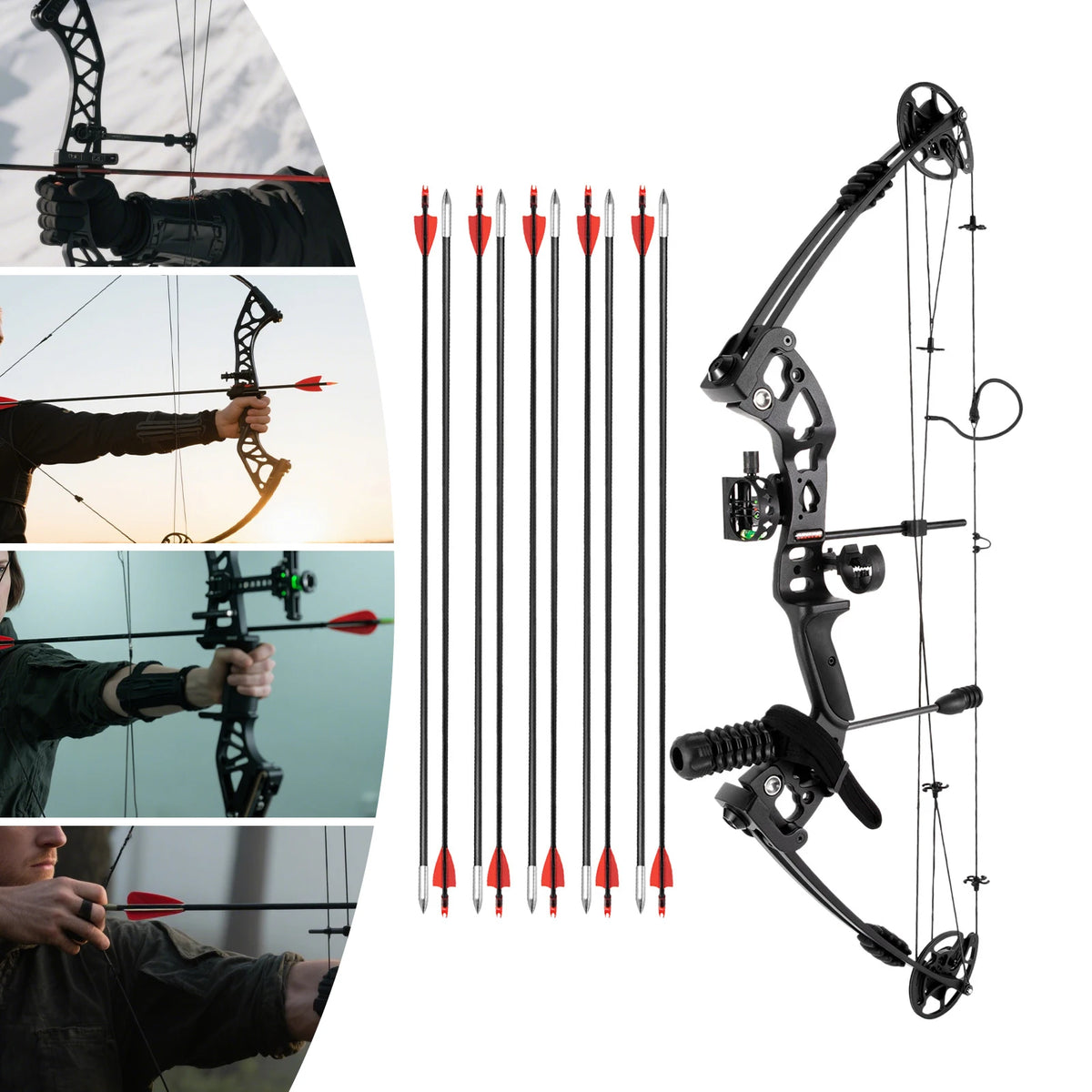 Right Handed Compound Bow Arrow Set With 12 Arrows And Accessories