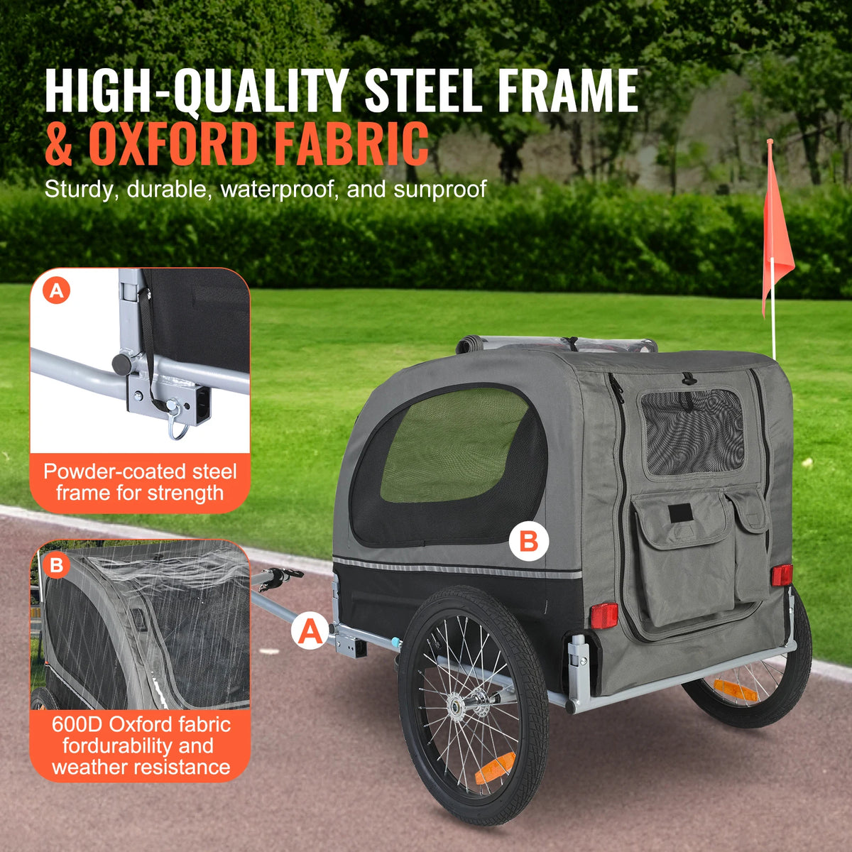 88 Lb Dog Bike Trailer Carrier For Medium Breeds Portable