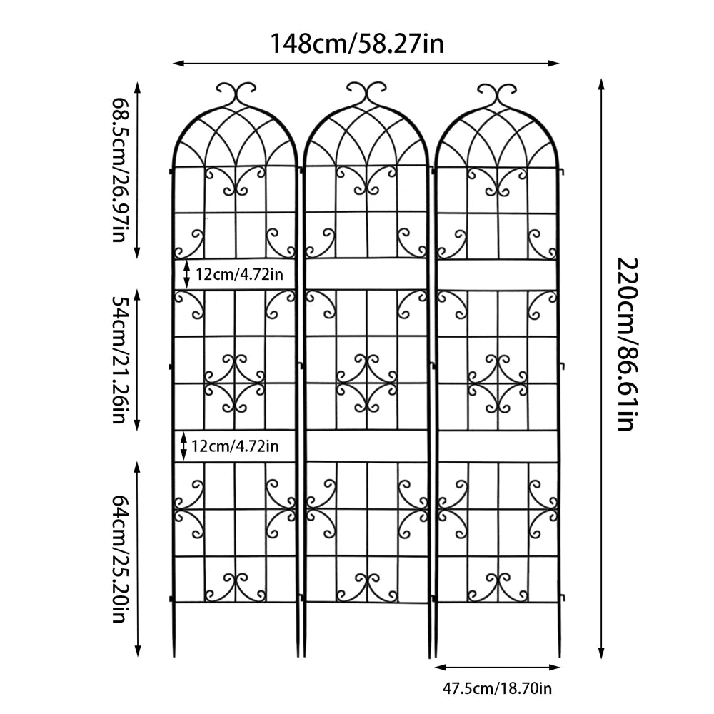 Rustproof Tall Metal Garden Trellis For Climbing Plants And Vines