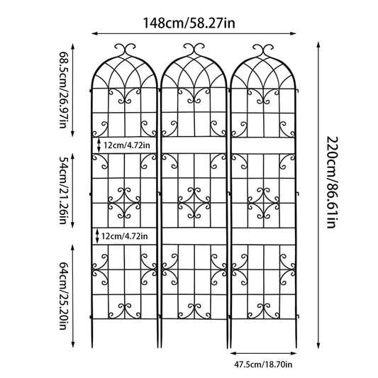 Rustproof Tall Metal Garden Trellis For Climbing Plants And Vines