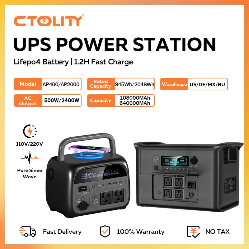 CTOLITY AP400 Portable Power Station 345Wh LiFePO4 110V