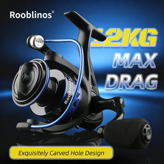 Rooblinos 12BB Spinning Reel With Metal Spool And 5.2 Ratio