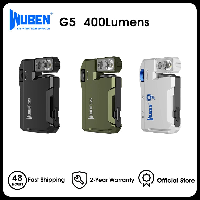 WUBEN G5 400 Lumens Rechargeable EDC Flashlight Dual Light RGB