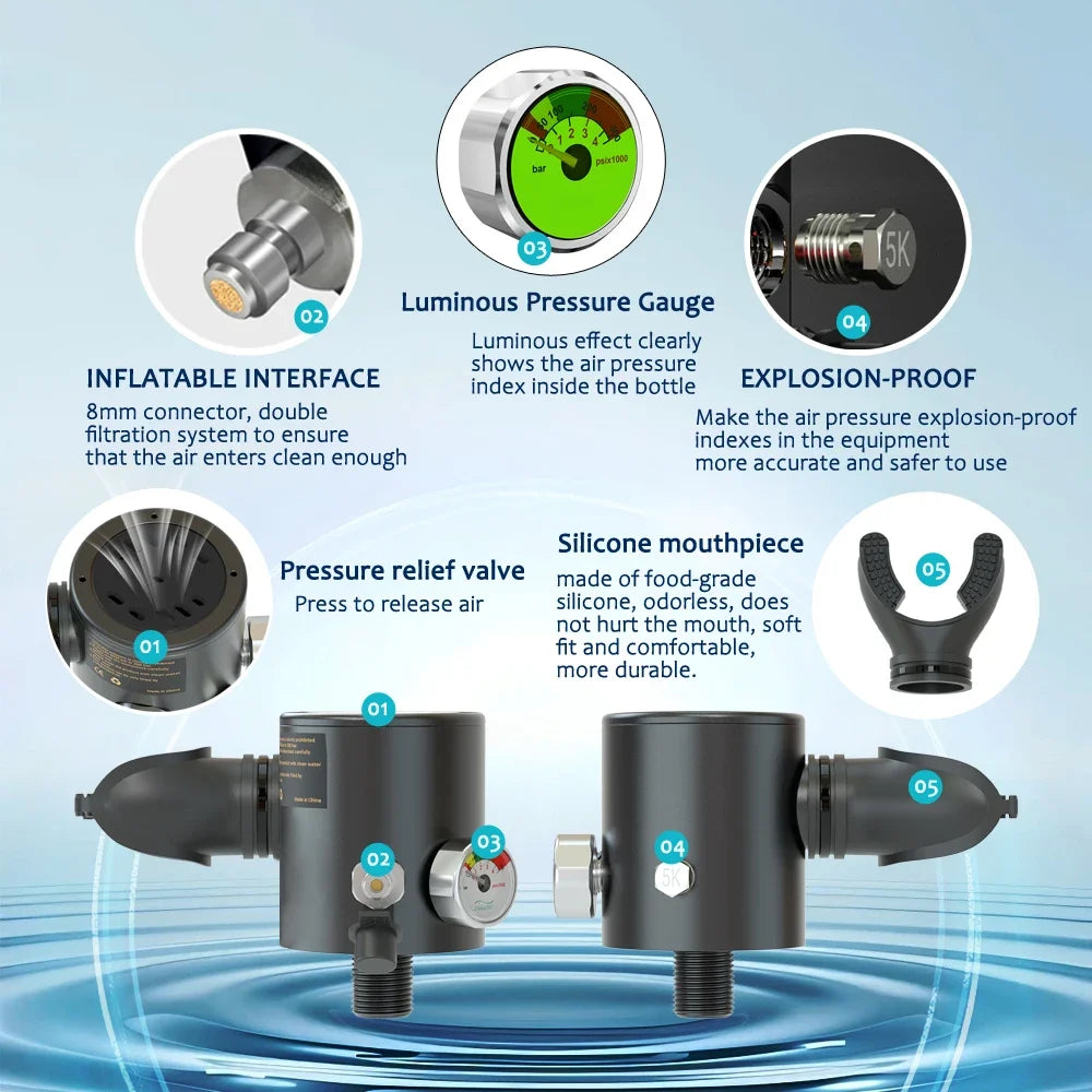 Scorkler 0.5L Mini Diving Tank With Full Face Mask And Pump
