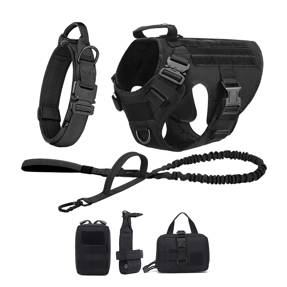 Tactical Dog Harness With Molle Pouches For Medium Dogs