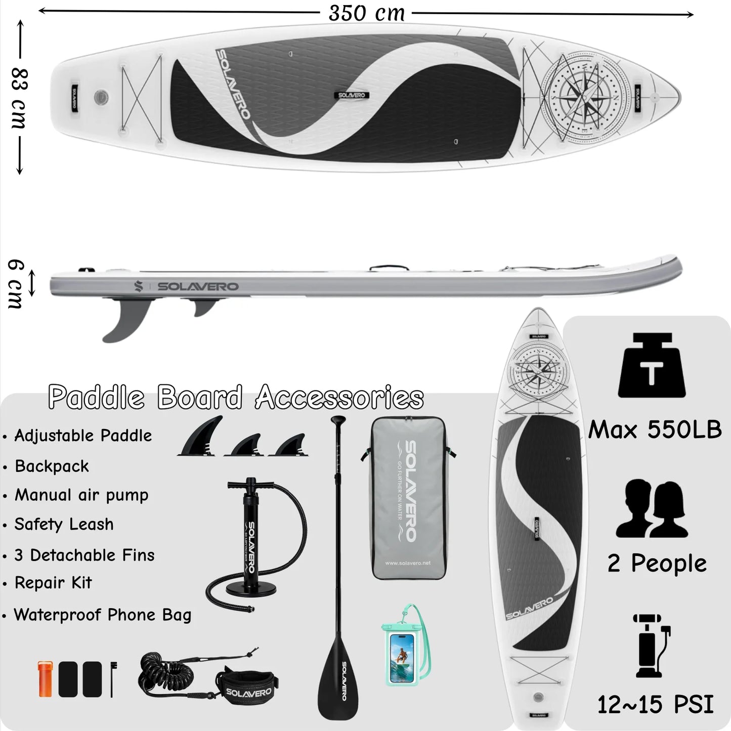 Inflatable Stand Up Paddle Board With Non Slip EVA Deck