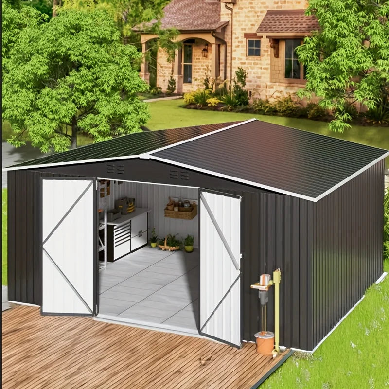 VIWAT Outdoor Metal Storage Shed Heavy Duty With Lockable Door