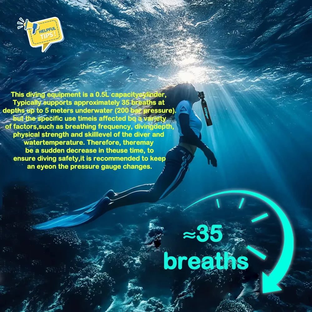 Scorkler 0.5L Mini Diving Tank With Full Face Mask And Pump