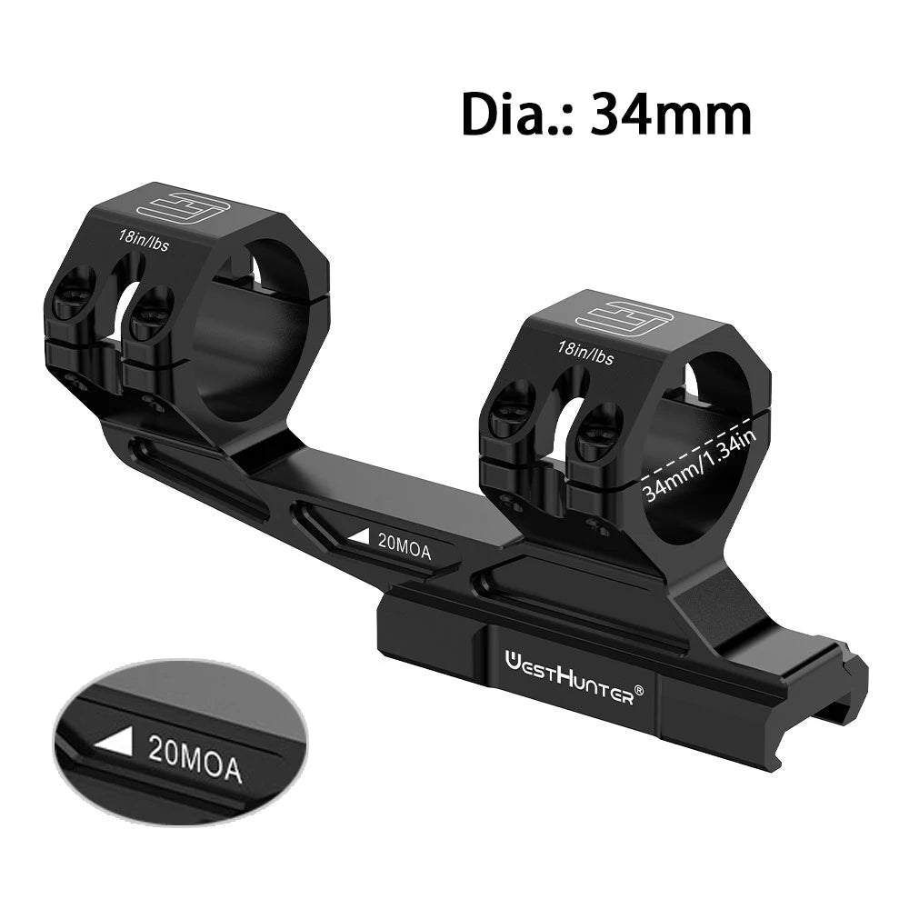 WestHunter 30mm Cantilever Picatinny Scope Mount With Bubble Level