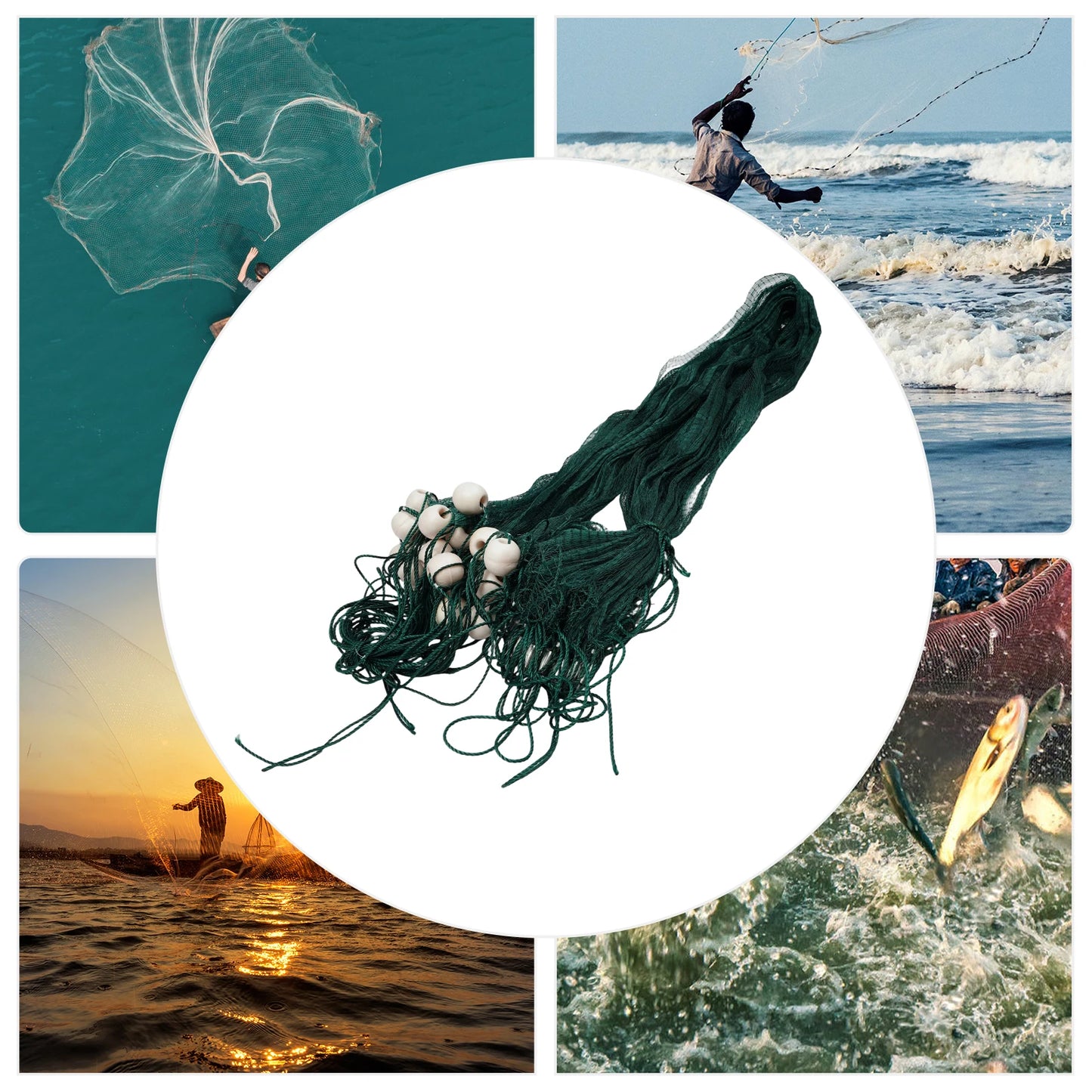 Bymaocar Professional Fishing Drag Net With Weights And Floats