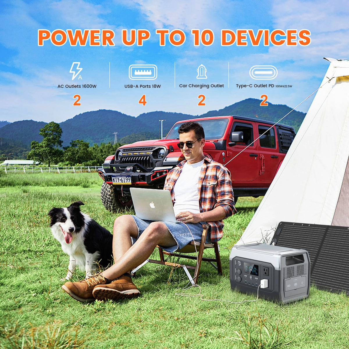 Ctolity 1800W Portable Solar Generator Power Station LiFePO4 Battery