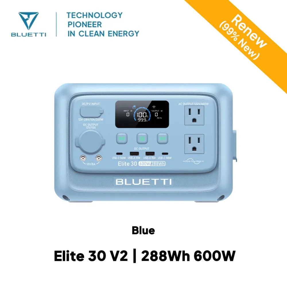 BLUETTI Elite 30 V2 288Wh 600W Portable Solar Power Station