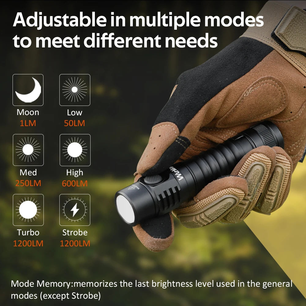 Wurkkos FC11C 1200 Lumens USB-C Rechargeable EDC Flashlight 519A