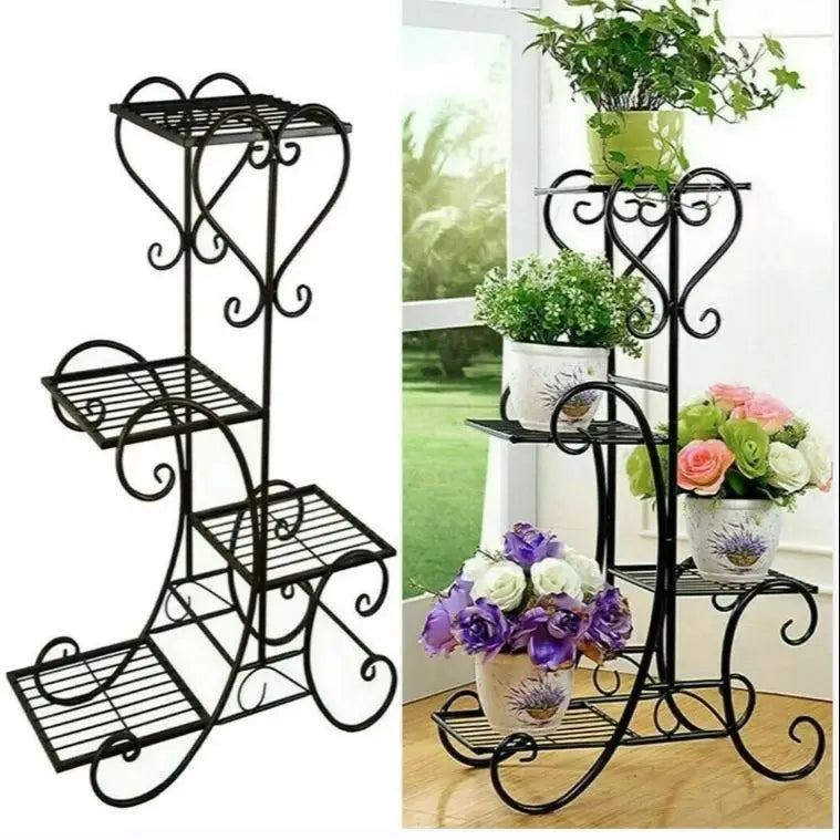 4 Tier Metal Plant Stand for Indoor Outdoor Garden Display