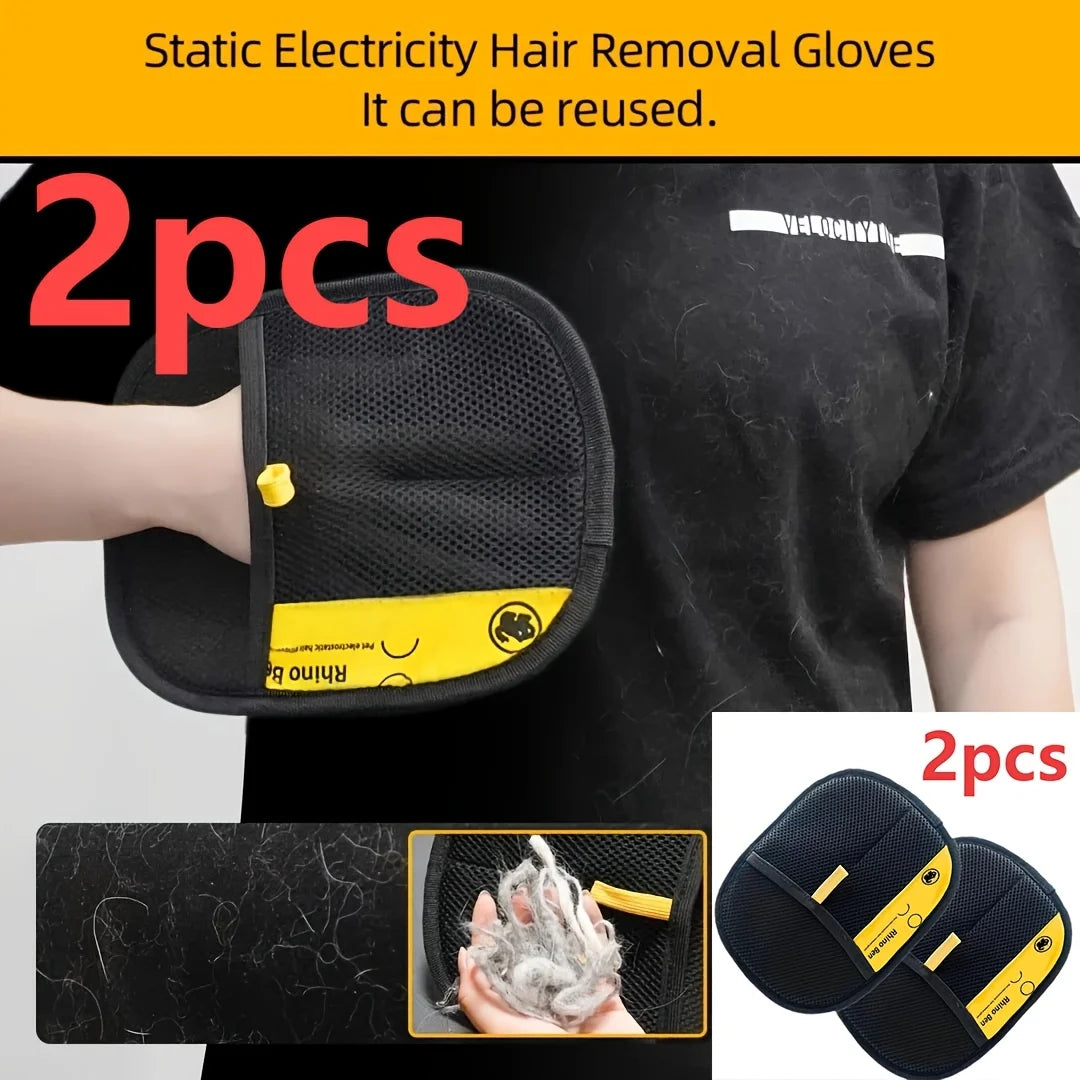 Pet Hair Removal Gloves Duo, Double-Sided Grooming for Cats