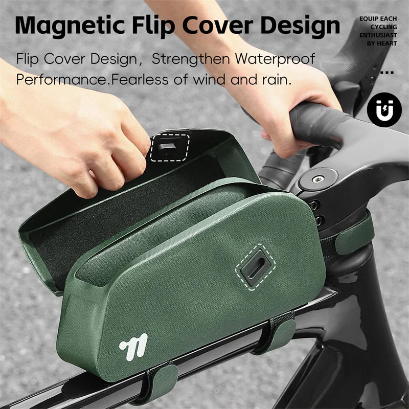 West Biking Magnetic Flip Cover Tube Bag Waterproof Hard Shell