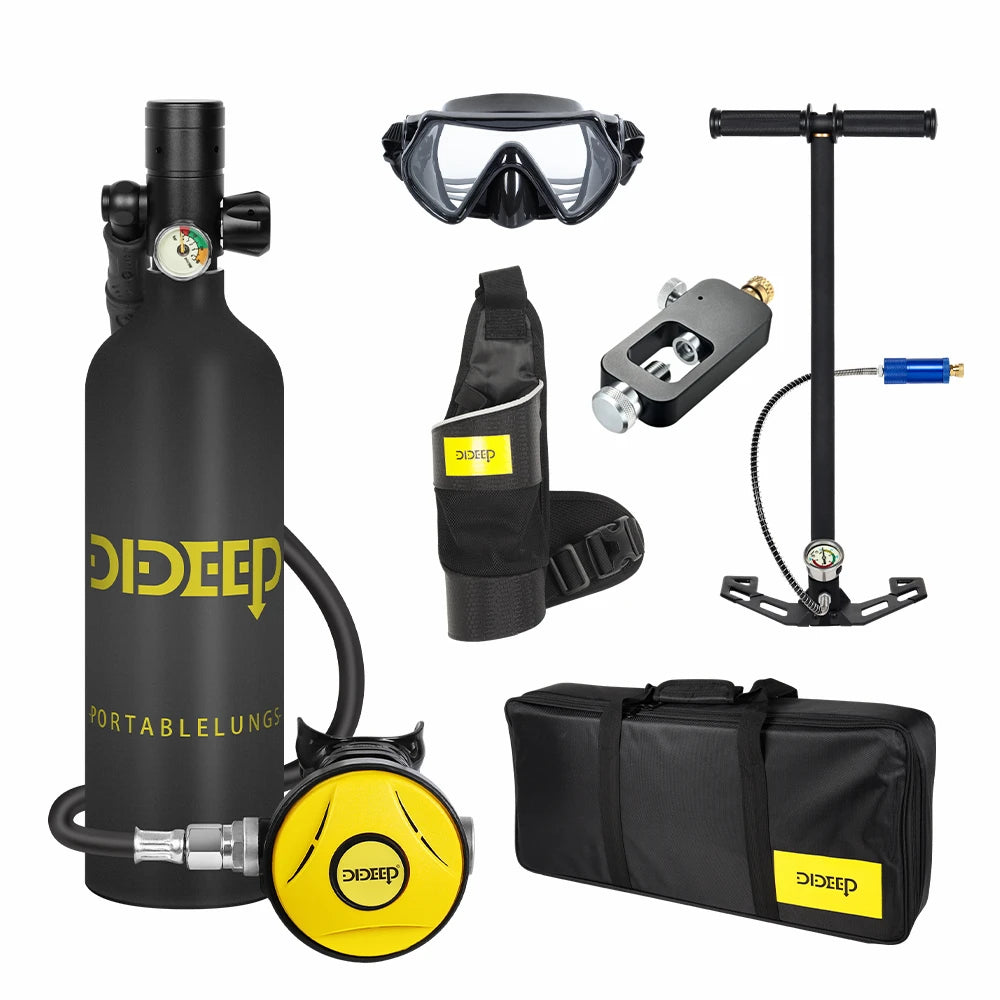 DIDEEP 1L Mini Scuba Tank Set With Portable Hand Pump
