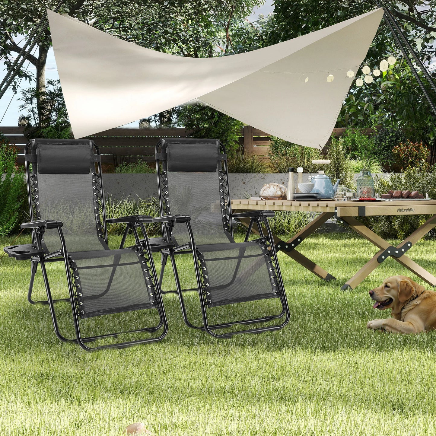JHK Zero Gravity Outdoor Folding Lounge Recliner Chair