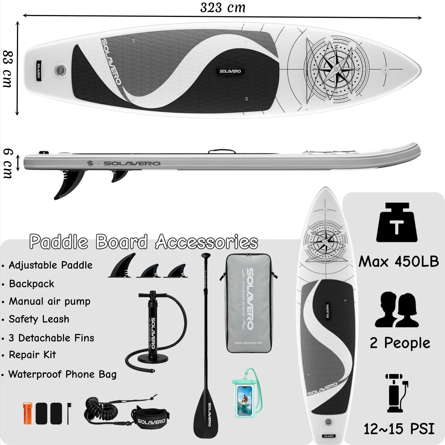 Inflatable Stand Up Paddle Board With Non Slip EVA Deck