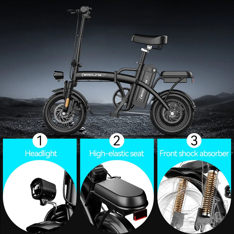 500W Foldable Electric Bike For Adults With Dual Brakes