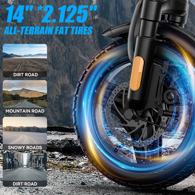500W Foldable Electric Bike For Adults With Dual Brakes