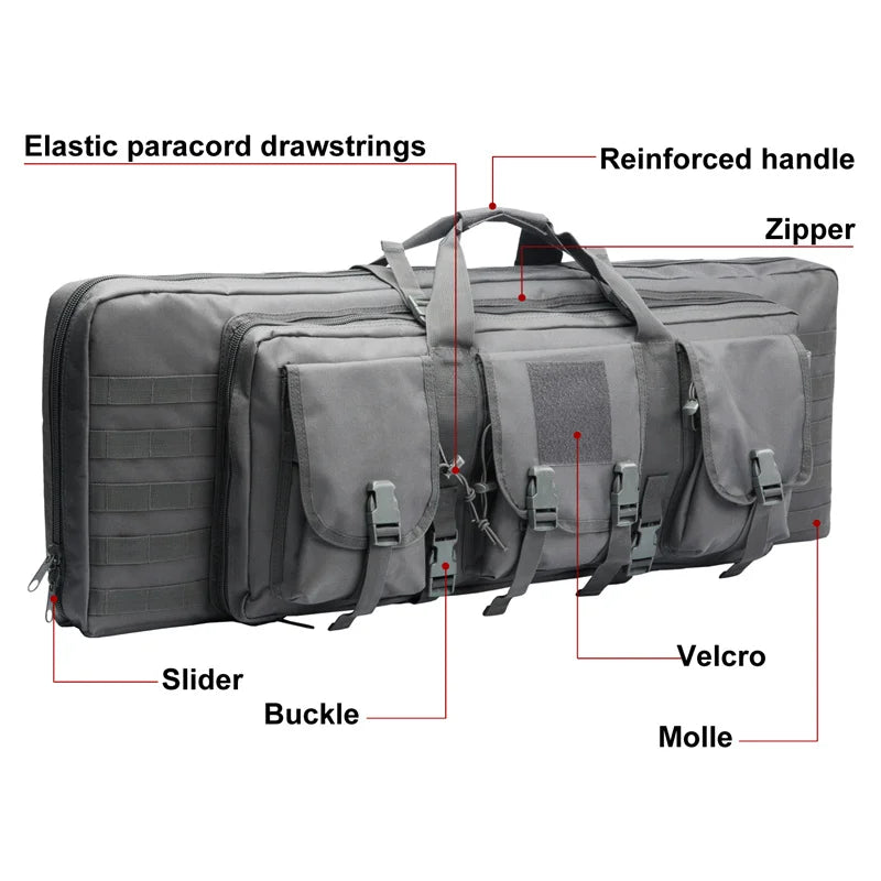 LQARMY Tactical Double Rifle Case Molle Sniper Airsoft Gun Bag