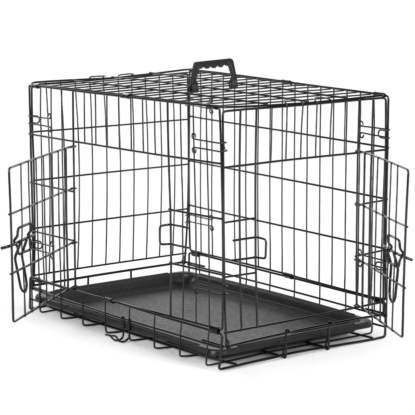 JHK Folding Metal Dog Cage With Leakproof Tray Outdoor Travel