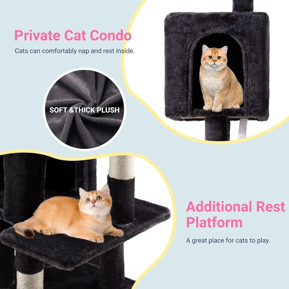 NBVCX Cat Tree Tower With Plush Perches and Sisal Posts