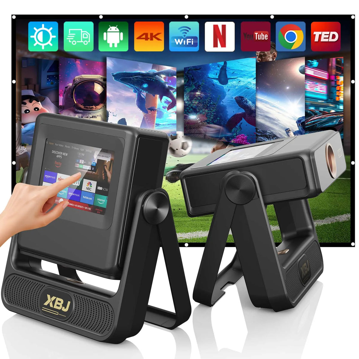 XBJ A5Pro Smart Touchscreen Projector 1080P Hd With Wifi