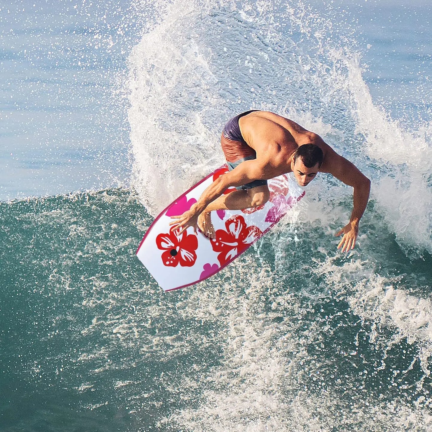 YTYIN Beach Bodyboard Lightweight With EPS Core XPE Deck HDPE Slick Bottom