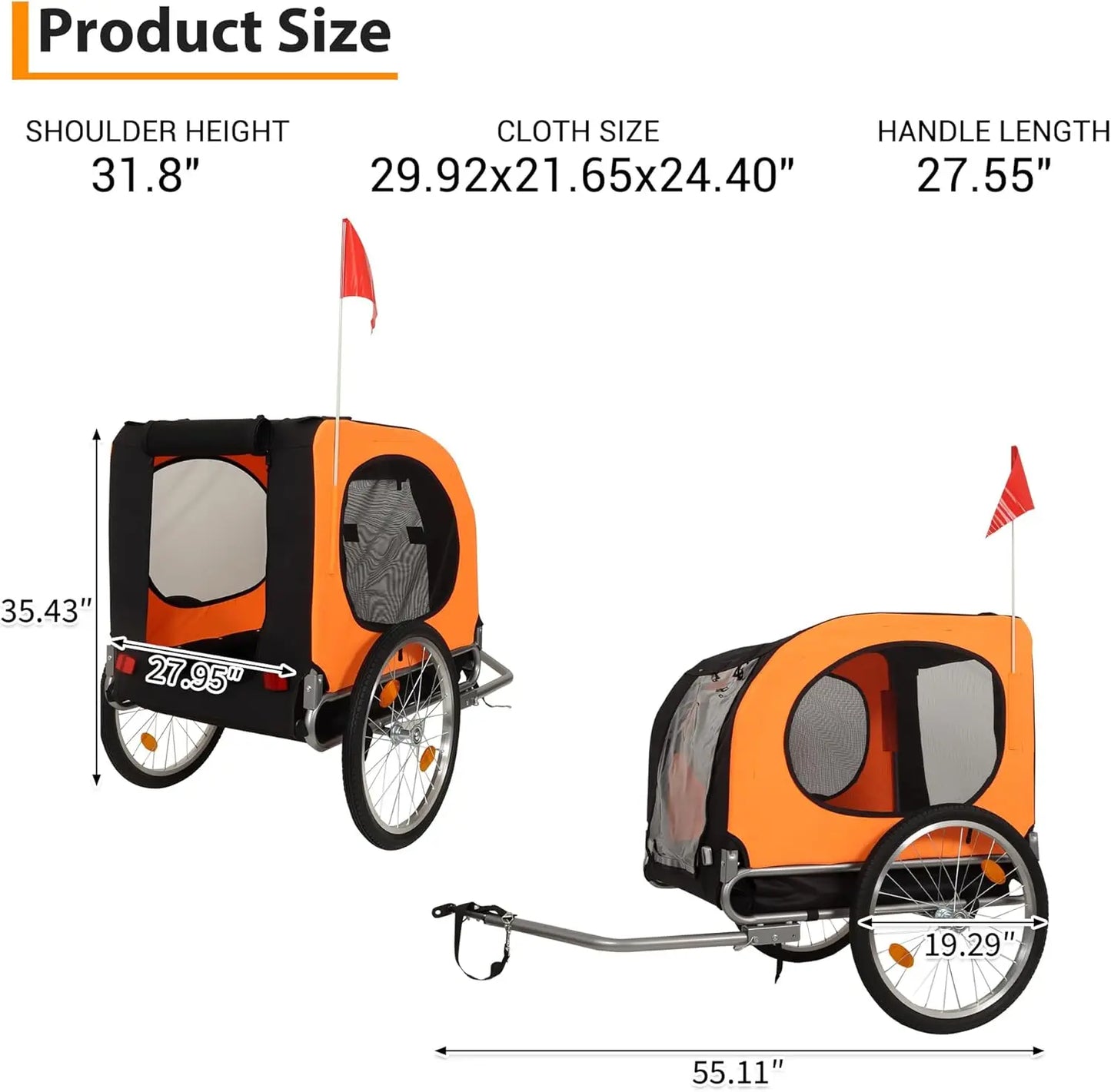 TWISTER.CK Large Dog Bike Trailer 88Lbs Capacity Carrier
