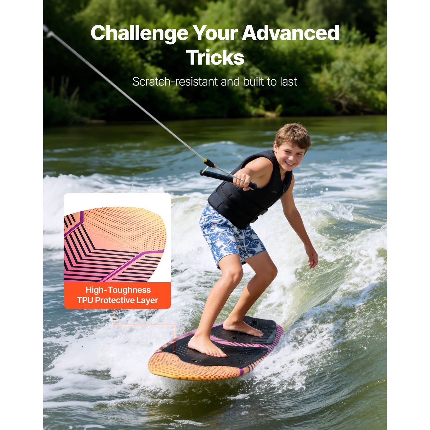 SucceBuy Wakesurf Board For Youth EPS Core 250 Lbs