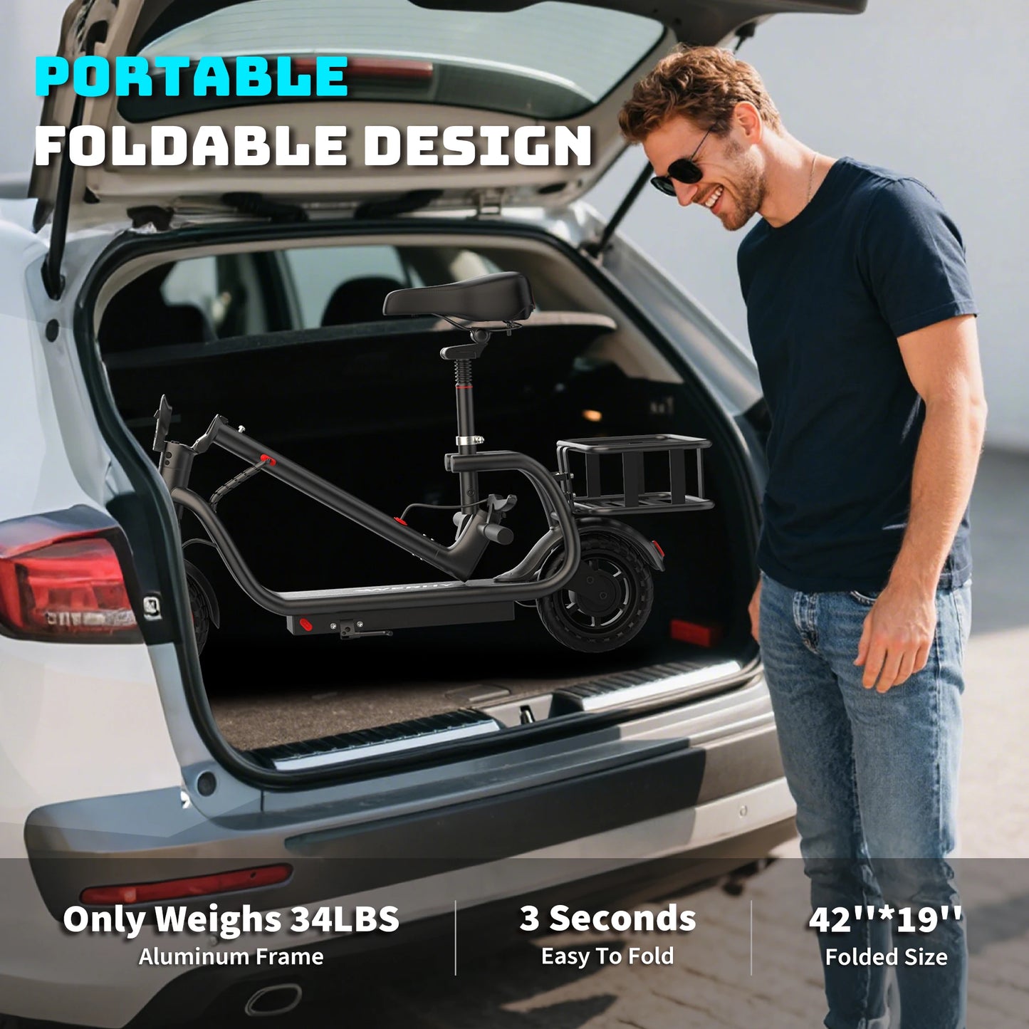 Aovopro 8.5 Inch Foldable Electric Bike With Basket