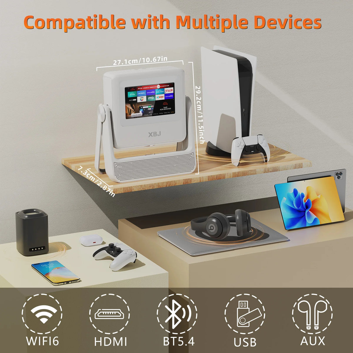 XBJ A5Pro Smart Touchscreen Projector 1080P Hd With Wifi