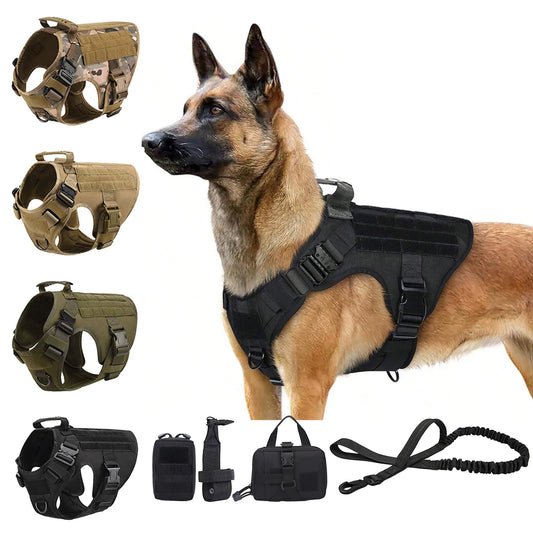Tactical Dog Harness With Molle Pouches For Medium Dogs