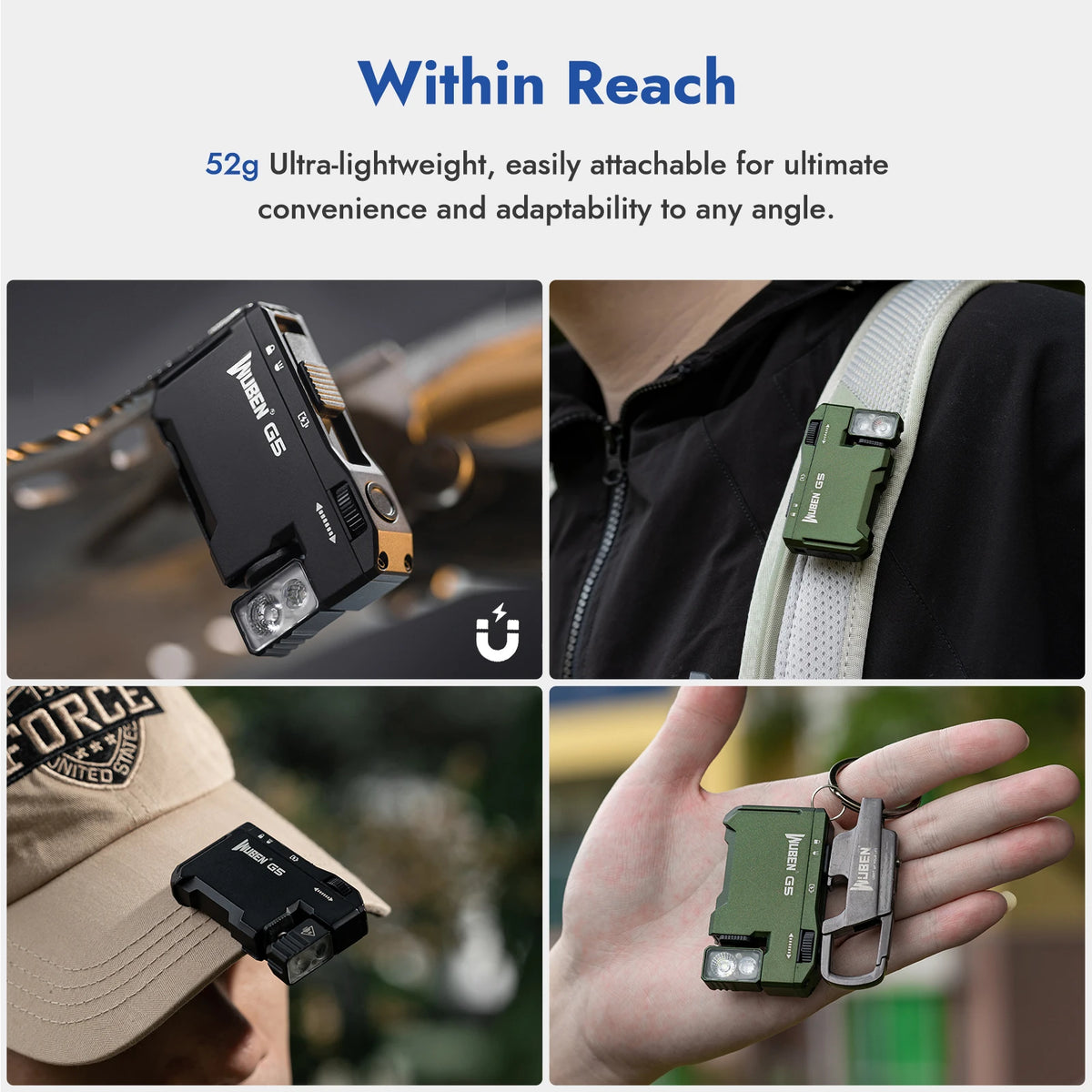 WUBEN G5 400 Lumens Rechargeable EDC Flashlight Dual Light RGB