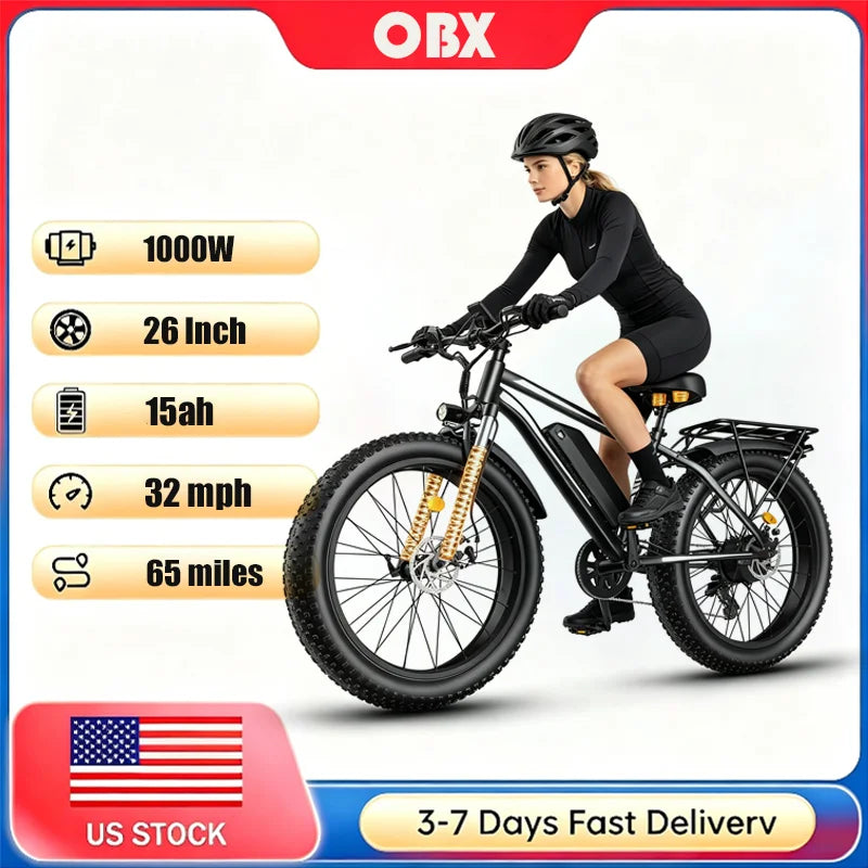 OBX 1000W Brushless Motor Electric Bicycle With 48V Battery
