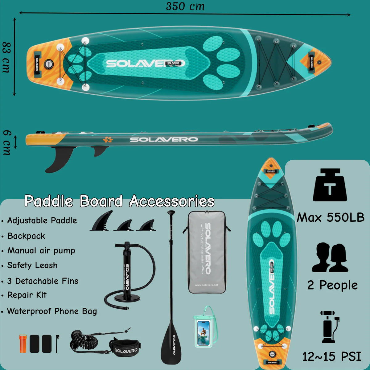 Inflatable Stand Up Paddle Board With Non Slip EVA Deck