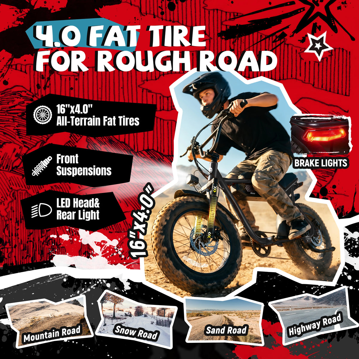 ESKUTE V101 750W Electric Fat Tire Dirt Bike 28 MPH