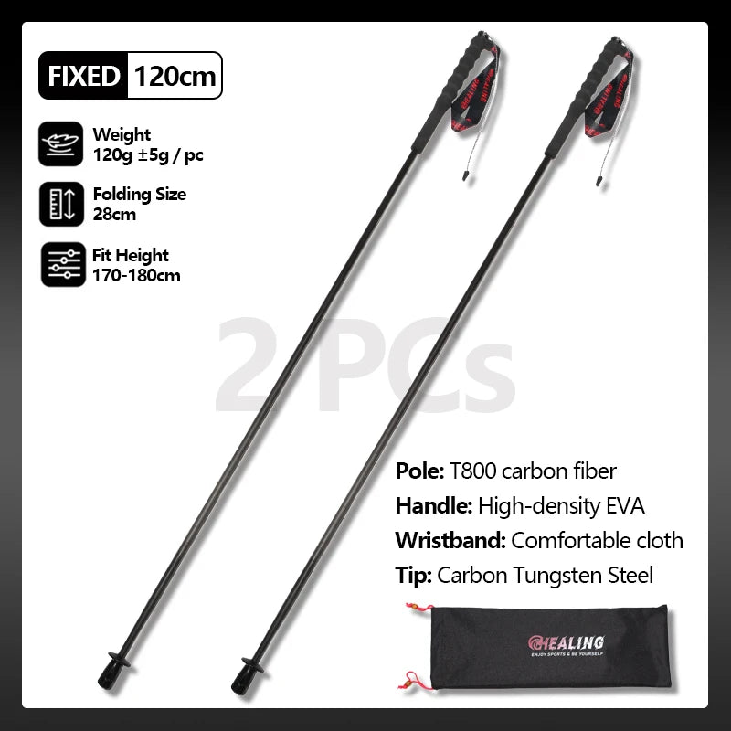 OKHEALING Ultralight Foldable Carbon Fiber Trekking Poles 2 Pack