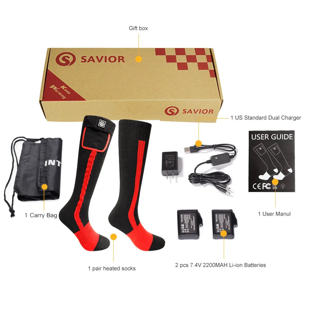 Snow Deer Winter Heated Socks With 2200mAh Rechargeable Battery