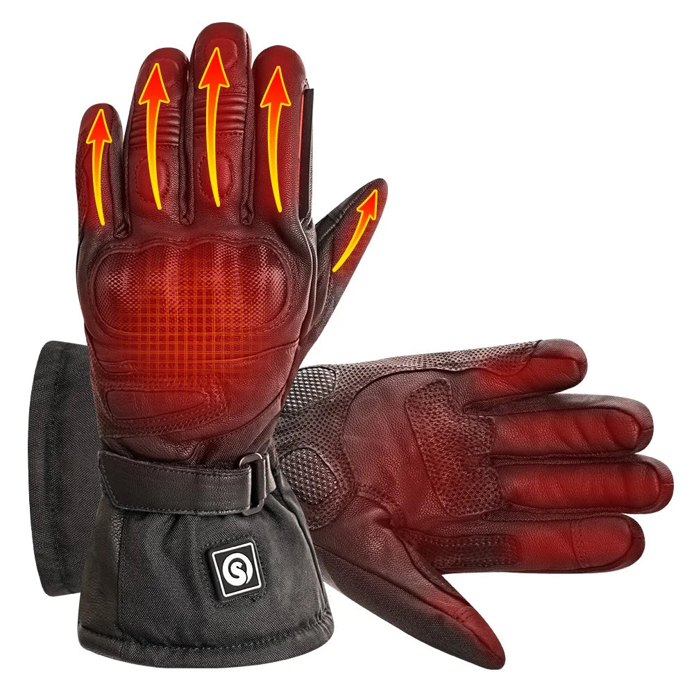 Snow Deer Waterproof Heated Tactical Leather Winter Gloves