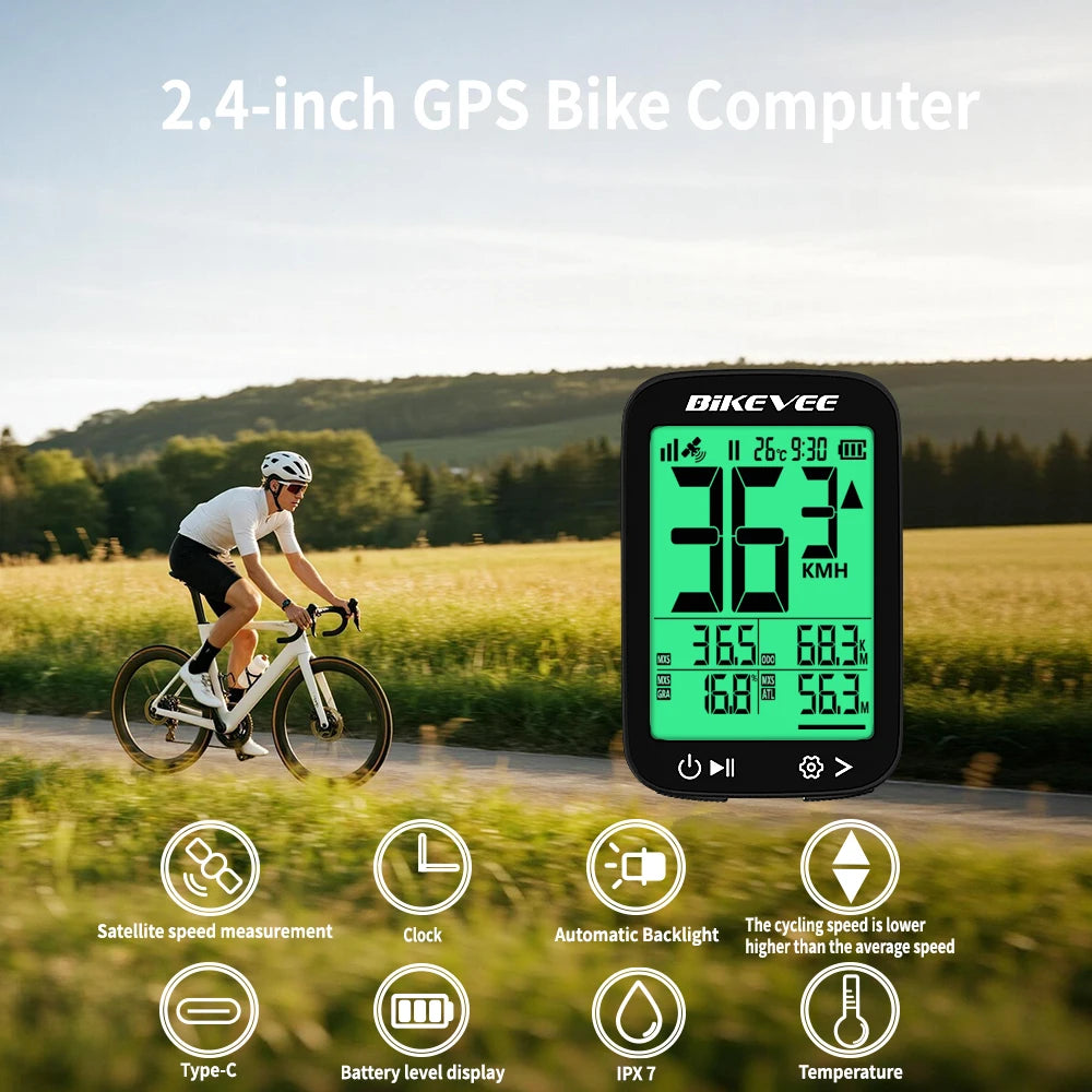 Bikevee Wireless Bike Computer Speedometer Waterproof LCD Display