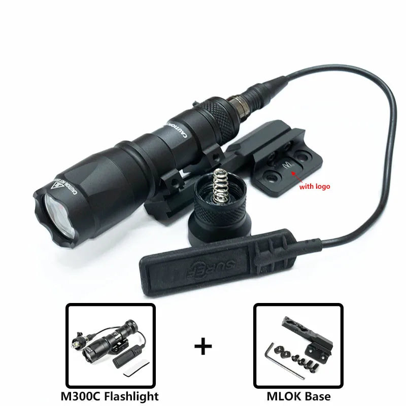 Tactical LED Rifle Flashlight With Picatinny Rail Mount